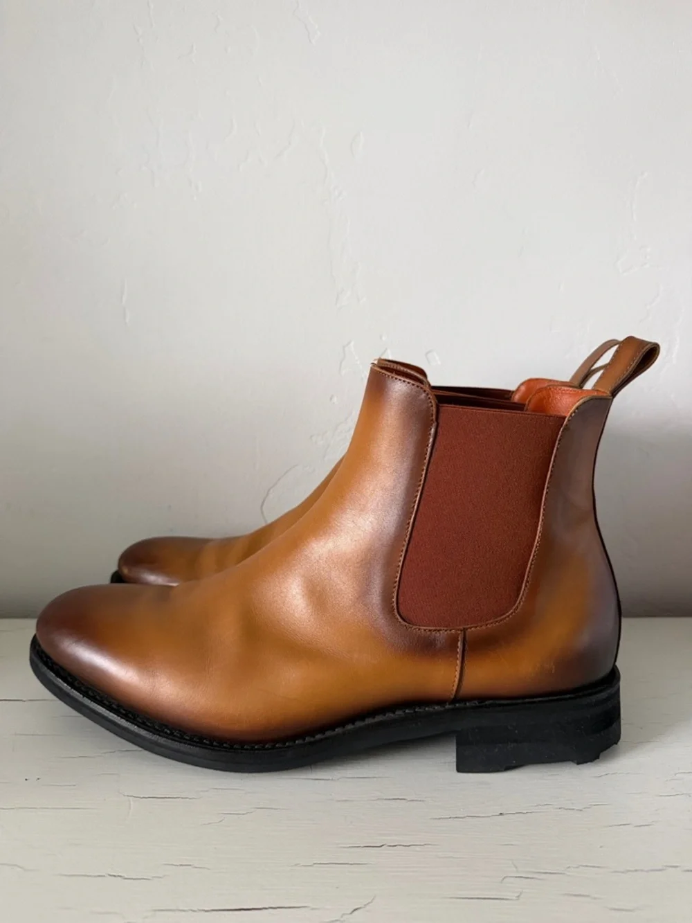 Stitched Leather Alby Chelsea Boots Brown Goodyear Welt Men’s Size 11